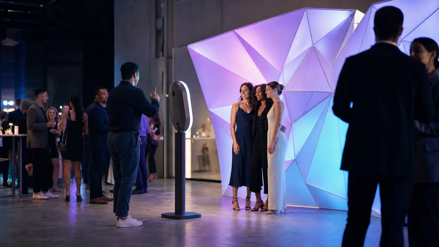 Guests taking part in an immersive custom photo activation